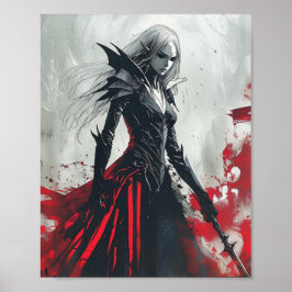 Claymore Poster - Dark Fantasy Anime Warrior Queen