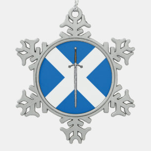 Claymore und Salreifen Schneeflocken Zinn-Ornament