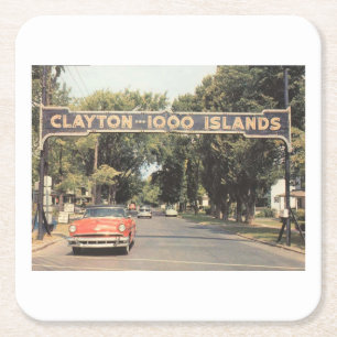 Clayton Thousand Islands NY, 1959 im Vintage-Stil Rechteckiger Pappuntersetzer