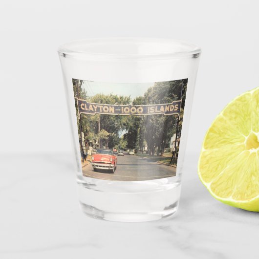Clayton Thousand Islands NY, 1959 Vintag Style Schnapsglas (Vorderseite)