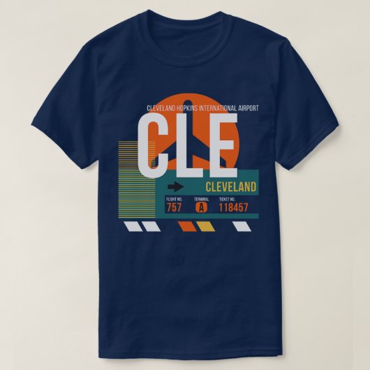 CLE Airport Code Gepäckmarke T-Shirt (Design vorne)