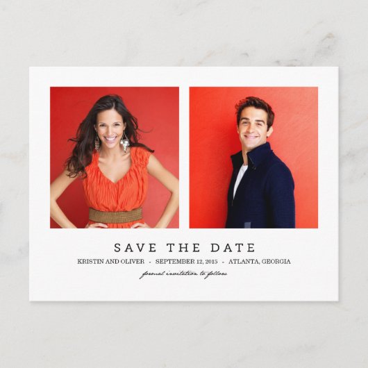 CLEAN 2 Fotos Save the Date Postkarte (Vorderseite)