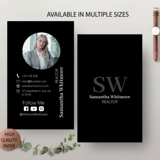 Clean Black Realtor Beruflich Real Anwesen Visitenkarte