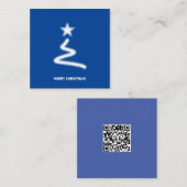 Clean Blue Corporate QR Code Weihnachtsbaum Mitteilungskarte (Vorne/Hinten)