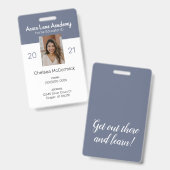 Clean Blue Homeschool Educator ID Abzeichen Ausweis (Vorder- & Rückseite)