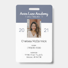 Clean Blue Homeschool Educator ID Abzeichen Ausweis