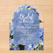Clean Blue Hydrangea Floral Bridal Shower Acryleinladungen (Vorderseite)