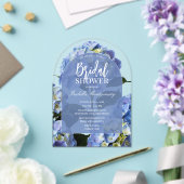 Clean Blue Hydrangea Floral Bridal Shower Acryleinladungen (Insitu (Hochzeit))