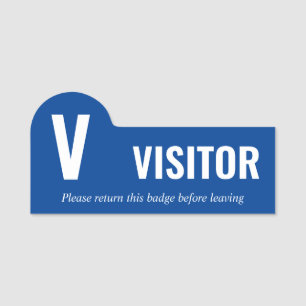Clean Blue White Big V Besucher Namensschild