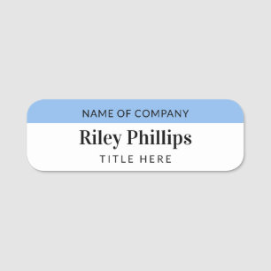 Clean Blue & White Company Name Title Namensschild