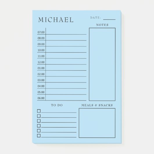 Clean Blue & White Daily Planer Post-it Klebezettel (Vorderseite)