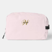 Clean Blush Pink Gold l Elegant Feminine Monogram Waschbeutel (Rückseite)