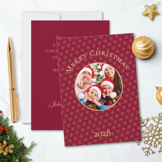 Clean Burgundi Gold Snowflakes Weihnachten