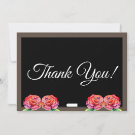 Clean Chalkboard Elegante Script Floral Lehrer Dankeskarte