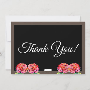Clean Chalkboard Elegante Script Floral Lehrer Dankeskarte