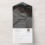 Clean Classic Modernes Script QR Code Foto Hochzei All In One Einladung (Innen Boden)