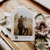 Clean Classic Modernes Script QR Code Foto Hochzei Einladung