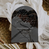 Clean Classic Modernes Script QR Code Foto Hochzei Einladung