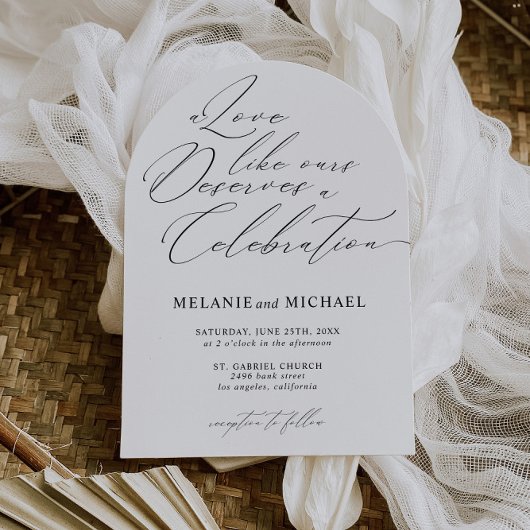 Clean Classic Script Calligrafy QR Code Hochzeit Einladung