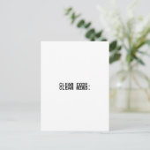 Clean Code Clean Mind Minimalist Technical  Postkarte (Stehend Vorderseite)