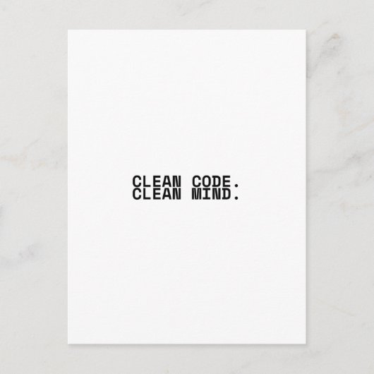 Clean Code Clean Mind Minimalist Technical  Postkarte (Vorderseite)