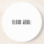 Clean Code Clean Mind Minimalist Technical Water  Getränkeuntersetzer<br><div class="desc">Protect the workspace base. Sandstone coaster with high-contrast typography to keep your surface clean and your mental perimeter strictly enforced.</div>