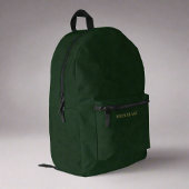 Clean Dark Green Leather & Gold Script Name Bedruckter Rucksack