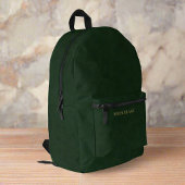 Clean Dark Green Leather & Gold Script Name Bedruckter Rucksack
