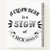 Clean Desk Funny Quotes Notebook Notizblock (Rückseite)