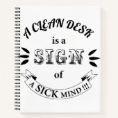 Clean Desk Funny Quotes Notebook Notizblock (Vorderseite)