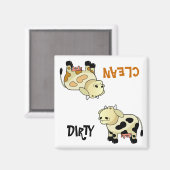 "CLEAN / DIRTY" Cartoon Milchkühe Geschirrspüler M Magnet (Vorderseite/Rückseite)