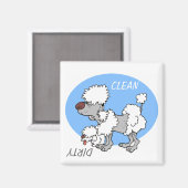 "CLEAN / DIRTY" Cartoon Poodle Geschirrspülmaschin Magnet (Vorderseite/Rückseite)