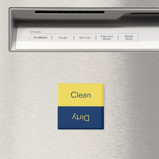 Clean Dirty Dishwasher Blue and Yellow Reversible Magnet (In Situ (Geschirrspüler))