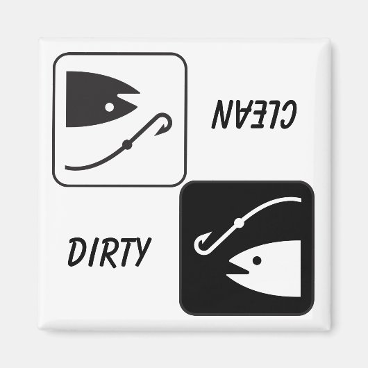 "CLEAN / DIRTY" Geschirrspüler für Fisch und Haken Magnet (Vorne)