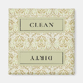 CLEAN DIRTY Gold Floral Geschirrspüler Magnet (Vorne)