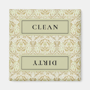 CLEAN DIRTY Gold Floral Geschirrspüler Magnet