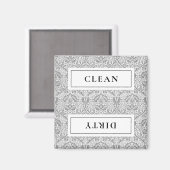 CLEAN DIRTY Graue Floral Geschirrspülmaschine Magnet (Vorderseite/Rückseite)