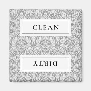 CLEAN DIRTY Graue Floral Geschirrspülmaschine Magnet