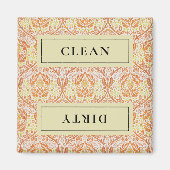 CLEAN DIRTY Orange Floral Geschirrspüler Magnet (Vorne)