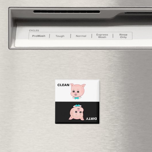 Clean Dirty Pig Cartoon Magnet (In Situ (Geschirrspüler))