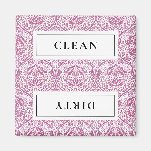 CLEAN DIRTY Pink Floral Geschirrspüler Magnet (Vorne)