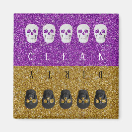 Clean Dirty Skulls Gold Lila Cooler Glitzer Magnet
