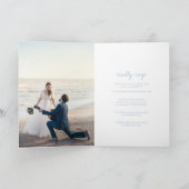 Clean Dusty Blue Botanical Foto Hochzeit Einladung (Innenseite)