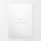 Clean Dusty Blue QR Code Elegante Hochzeit Dreifach Gefaltete Einladung (Cover)