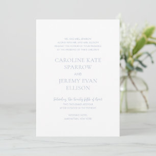 Clean Dusty Blue QR Code Elegante Hochzeit Einladung