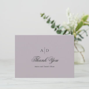 Clean Dusty Lilac Classic Wedding Dankeskarte