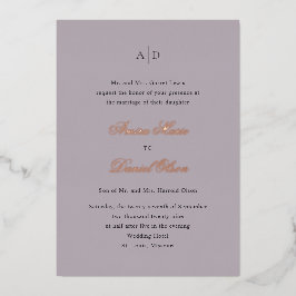 Clean Dusty Lilac Classic Wedding Folieneinladung