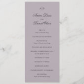 Clean Dusty Lilac Classic Wedding Programm (Vorderseite)
