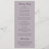 Clean Dusty Lilac Classic Wedding Programm (Rückseite)