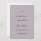 Clean Dusty Lilac Classic Wedding Save The Date (Vorderseite)